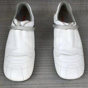 White Leather Prada Shoes